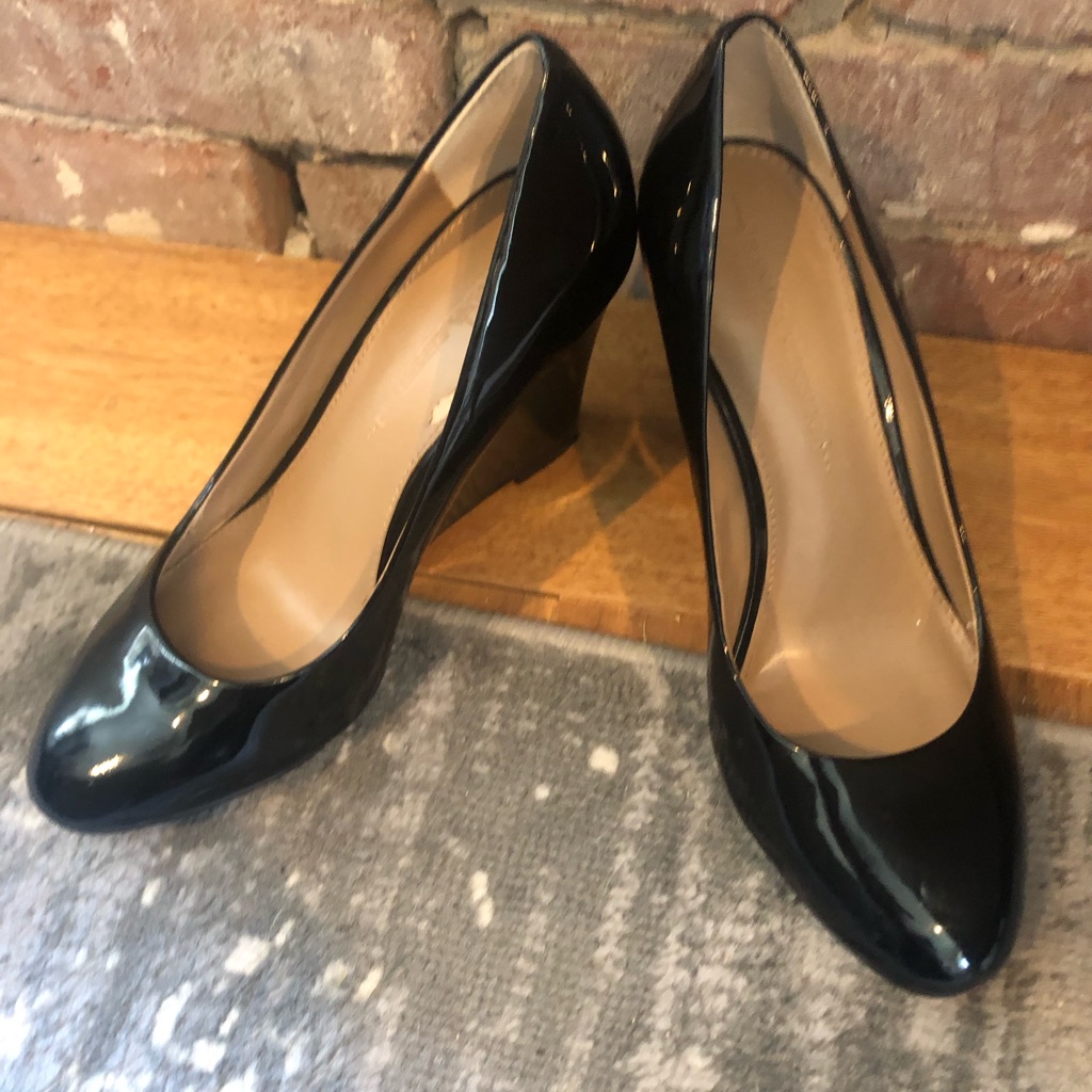 Banana Republic..Black Patent Platform Wedge Shoe